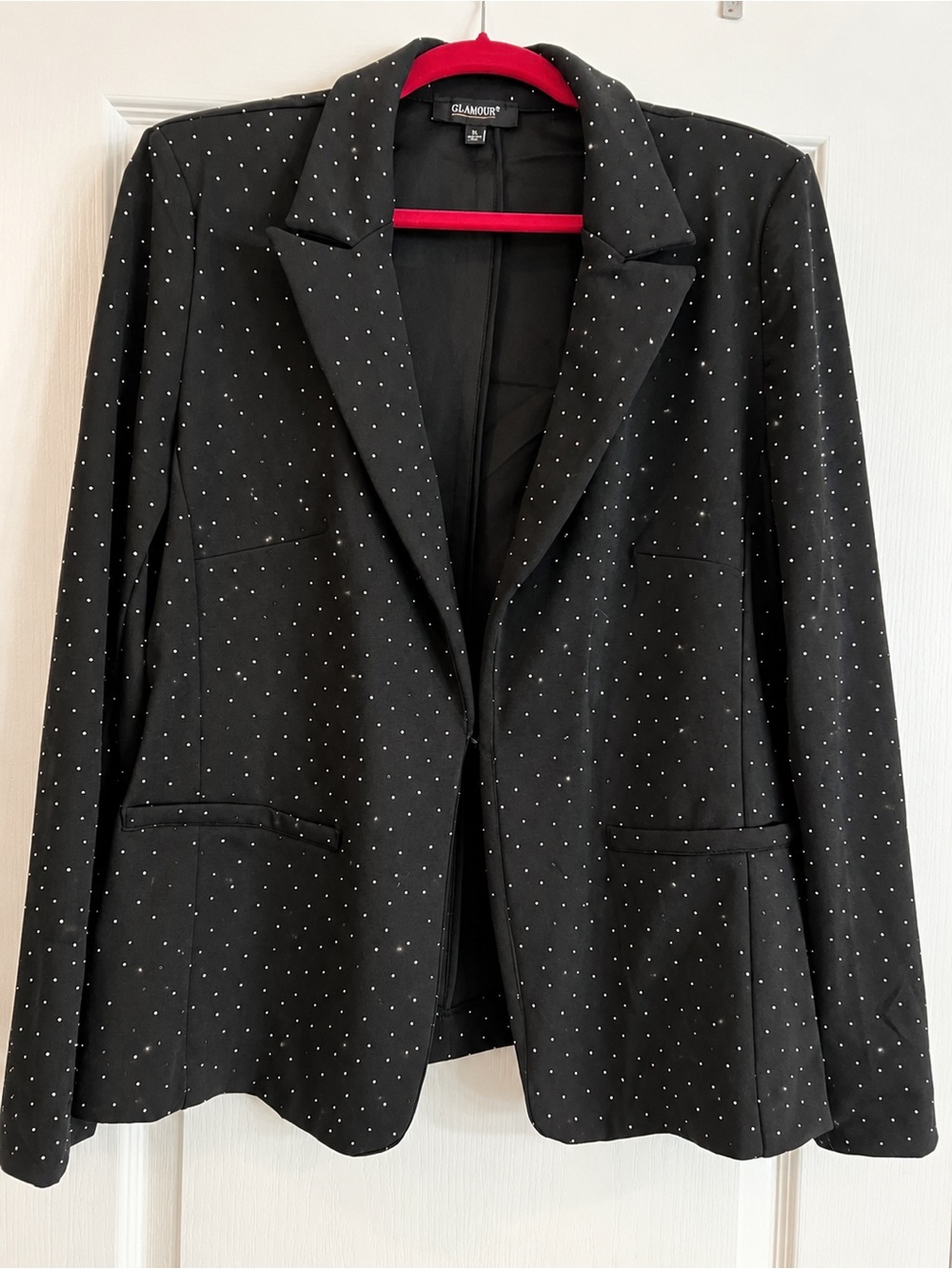 Glamour Black Blazer with Micro White Dots